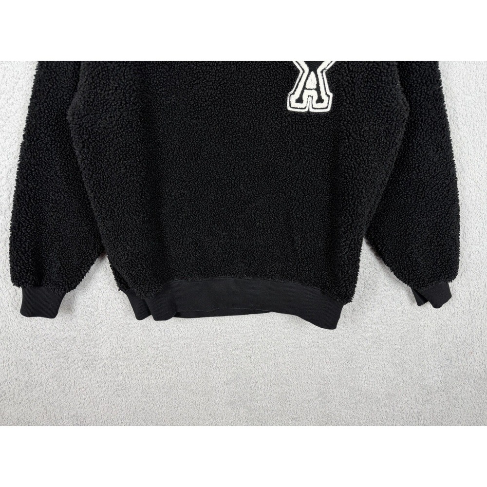 AMI Paris Heart Logo Textured Boucle Sweatshirt Black Woman's Size S - Picture 7 of 10